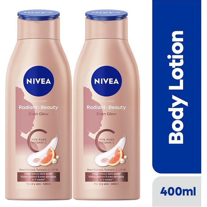 NIVEA Radiant & Beauty Even Glow Body Lotion (Vitamin C) – 2-Piece Set
