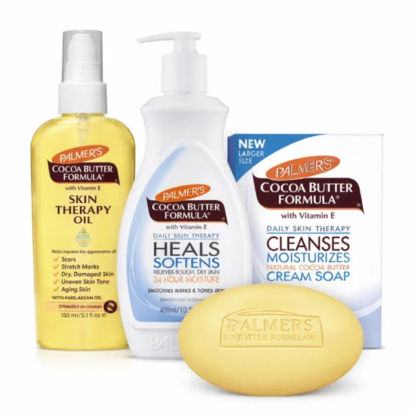 Palmer’s Cocoa Butter Formula Daily Skin Therapy Set (Skin Therapy Oil • Daily Skin Therapy Lotion • Cream Soap)