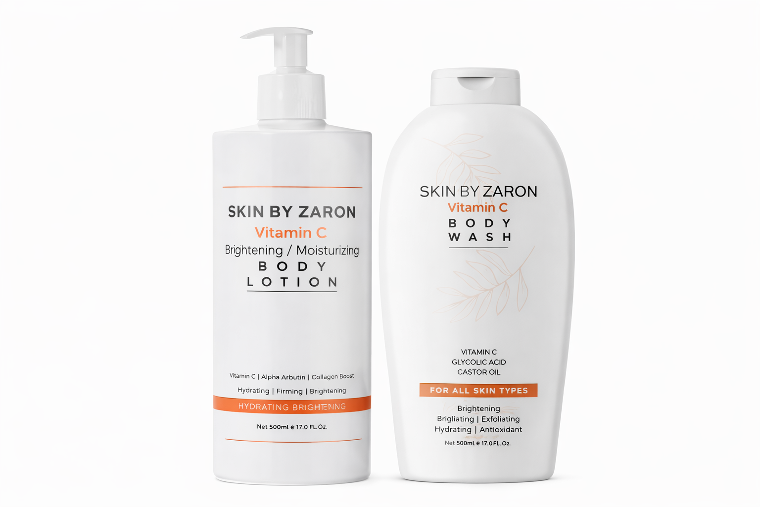Skin By Zaron Vitamin C Glow Body Duo – Body Wash + Body Lotion Set