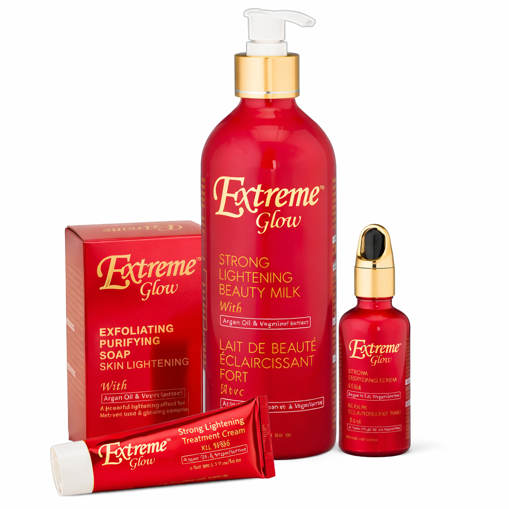 Extreme Glow Strong Lightening Set (Beauty Milk • Serum • Exfoliating Soap • Treatment Cream)