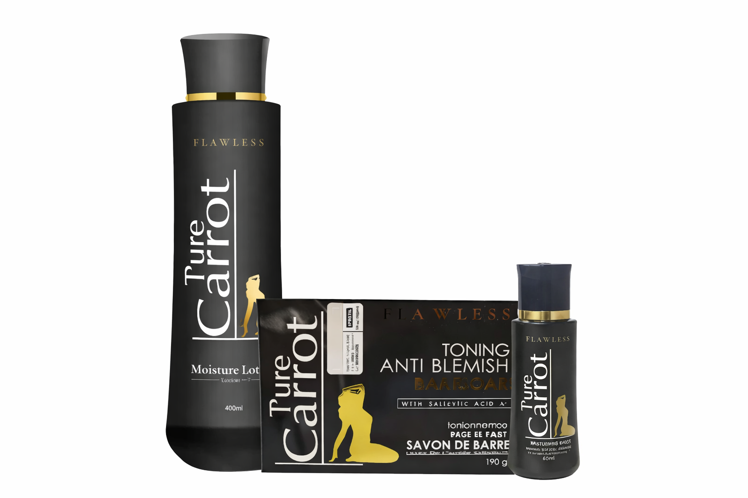 Pure Carrot Flawless Moisture Set (Moisture Serum • Moisture Body Lotion • Toning Anti-Blemish Bar Soap)