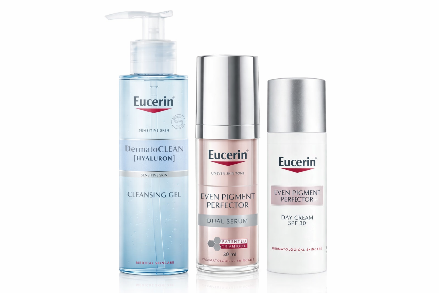 Eucerin Even Pigment Routine (DermatoCLEAN Hyaluron Cleansing Gel • Even Pigment Perfector Dual Serum • Even Pigment Perfector Day Cream SPF 30)