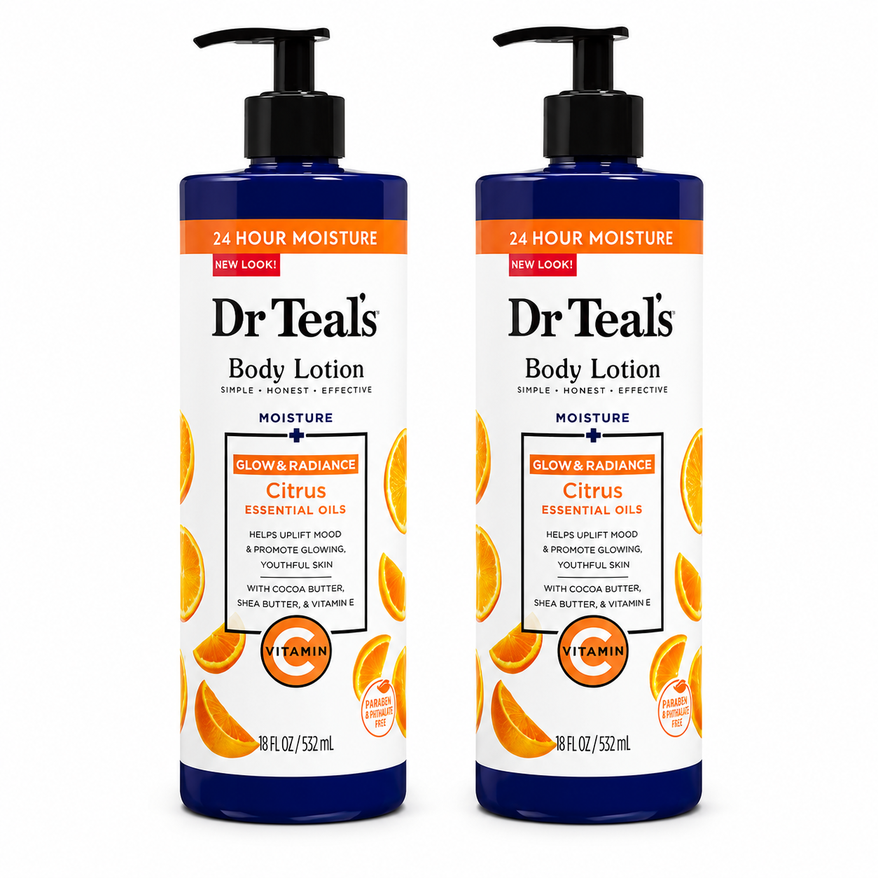 Dr Teal’s Glow & Radiance Citrus Body Lotion (Vitamin C) – 2-Piece Set