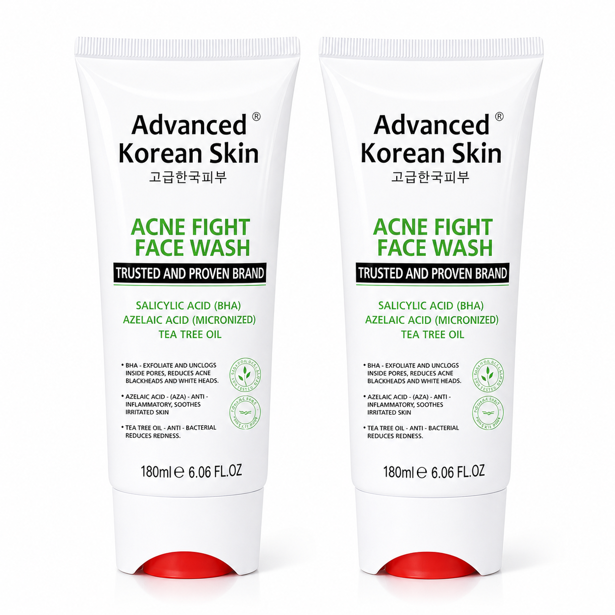 Advanced Korean Skin Acne Fight Face Wash – 2-Piece Set