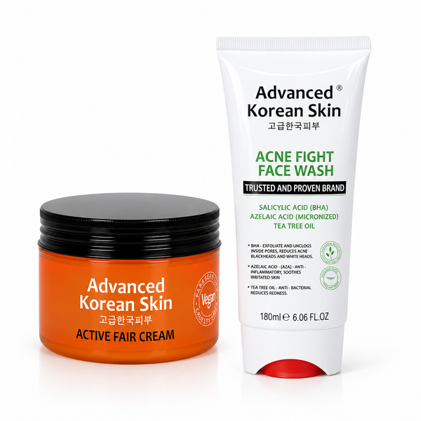 Advanced Korean Skin Acne Fight Face Wash + Active Fair Cream Duo
