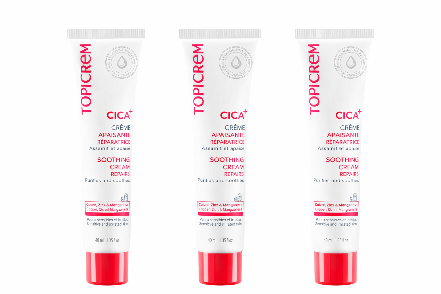 Topicrem CICA+ Soothing Repair Cream – 3pcs Bundle